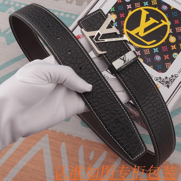 Product name LV-belt   original single-belt- Materials  100% head layer cowhide belt, guaranteed genuine leather belt, counter original single quality, fine workmanship, fashionable big brand, gift for self-use preferred