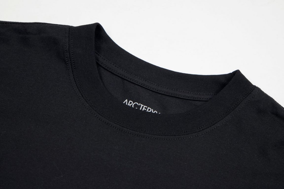 New  140ARC'TERYX Shirt 24ss Short Sleeve T-Shirt with Iconic Bird Logo Print on Cutout ChestHigh-end 32s double yarn 250g fabricHeavyweight fabric, customized frame ribbing, dyed in the same tank, complete with three la