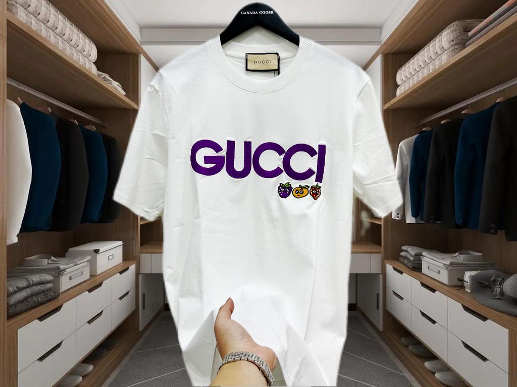 24647#GUC 2024SS spring and summer latest round neck fashion short sleeve T-shirt, the official website synchronization, counter cotton fabric! Skin-friendly and comfortable, durable and good to wear, classic simple logo