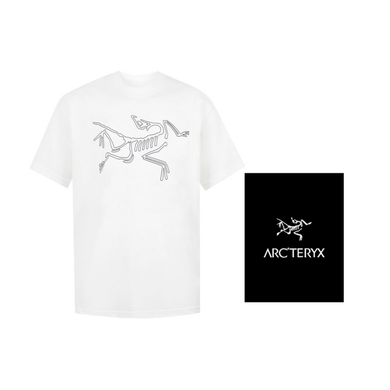 New  140ARC'TERYX Shirt 24ss Short Sleeve T-Shirt with Iconic Bird Logo Print on Cutout ChestHigh-end 32s double yarn 250g fabricHeavyweight fabric, customized frame ribbing, dyed in the same tank, complete with three la