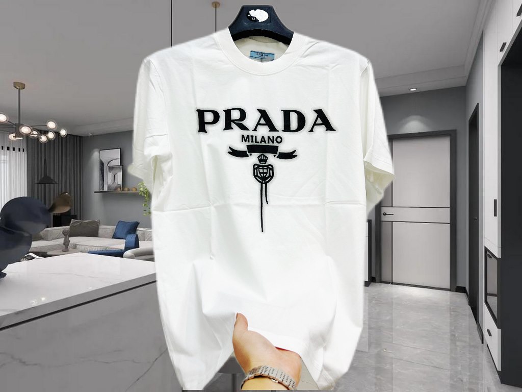 24853#PRAD24 top black and white two-color classic three-dimensional printing solid color peplum trend hundred short sleeve, Seiko brand trend peplum top classic short sleeve 3 labels complete, trendy men's fashion, both