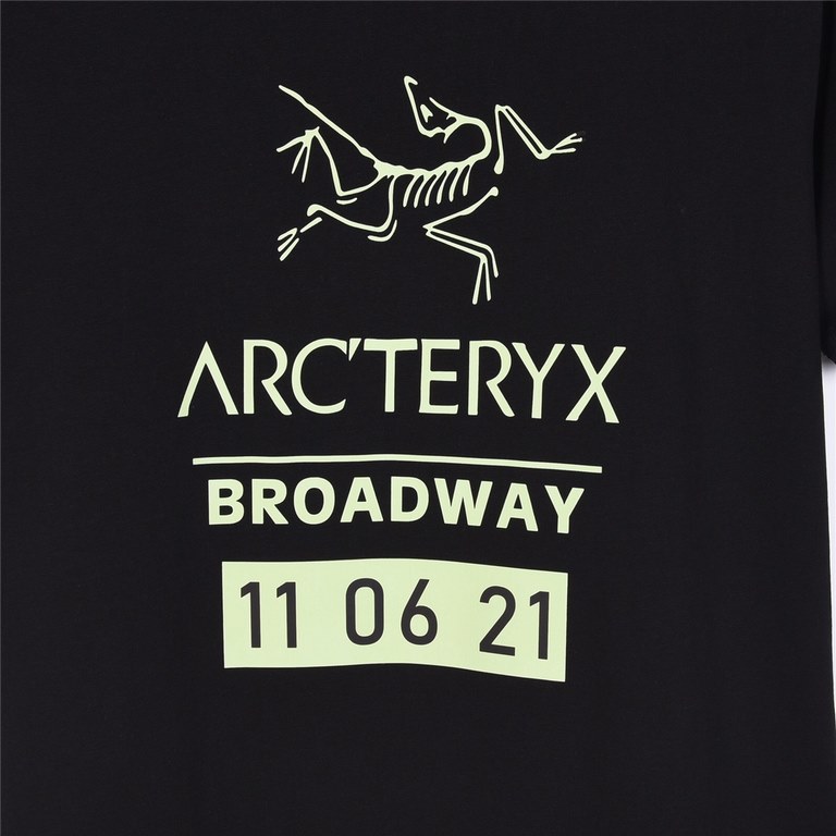 New  140Arc'teryx Beginner ARC24SS Chest Fluorescent Green Logo Letter Print Short Sleeve T-ShirtMade of 60 count double stranded, 270g double yarn cotton fabric. Breathable on the body, never pilling, soft and comfortab