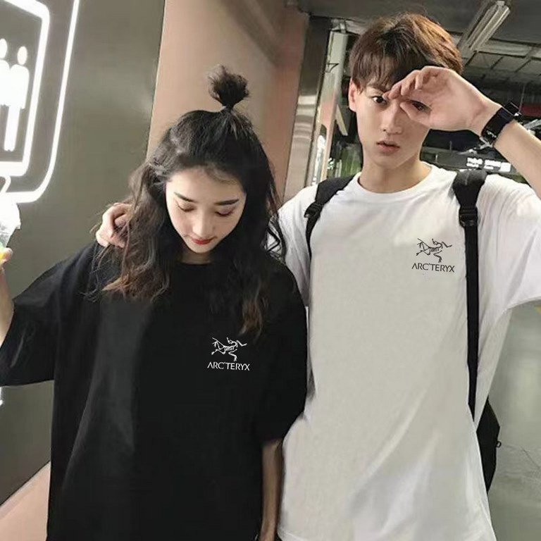 75ARC'TERYX Beginner Bird Classic Skeleton Letter Cotton Printed Loose Short Sleeve T-ShirtLittle Red Book ExplosionSimple and durable design is cut loose styleMen's and women's models Couple models oversize version