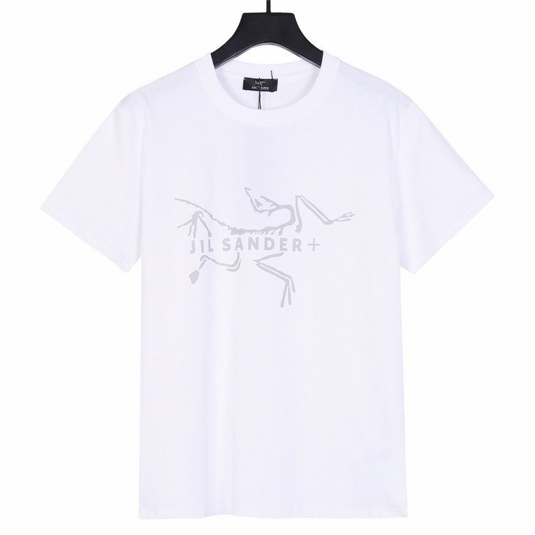 New  130ARC'TERYX Beginning Bird 24ss Co-Branded JIL SANDER Chest Logo Print Crew Neck Short Sleeve T-Shirt-Purchased the original open mold construction, custom side logo, hem double narrow needle flat knit, details det