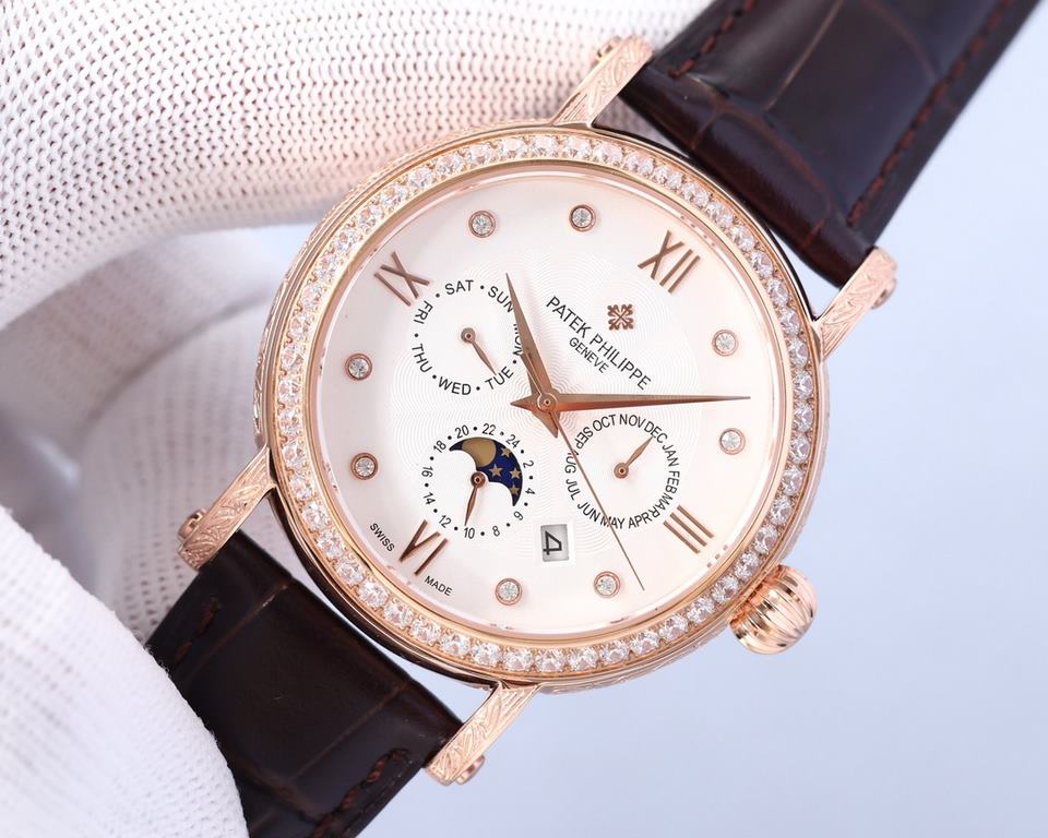 The Patek Philippe Patek Philippe Complications - hand-engraved floral wristwatch - is a stunning watch, with a diameter of 42 millimeters that fits the popular male hand size, very business as well as leisure. The entir