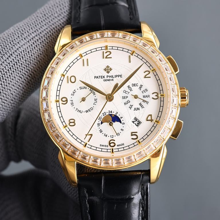 [Rose][Rose] PP latest style Patek Philippe Patek Philippe with imported 9100 multifunctional movement (zero return) functions (24 hours, day of the week, star, month) imported 316 stainless steel! Imported 316 stainless