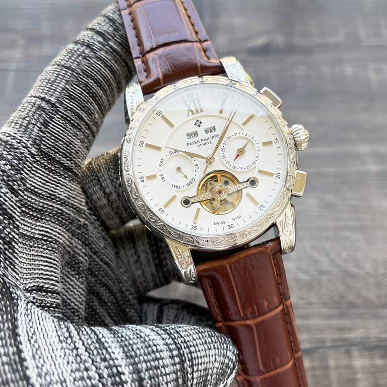 Complicated Timepieces Luxurious AtmosphereClassic new products shocked listing  New】：Patek Philippe Multifunctional Boutique Large flywheel designType】：Boutique men's watchesStrap] Genuine cowhide leather strap【Movement