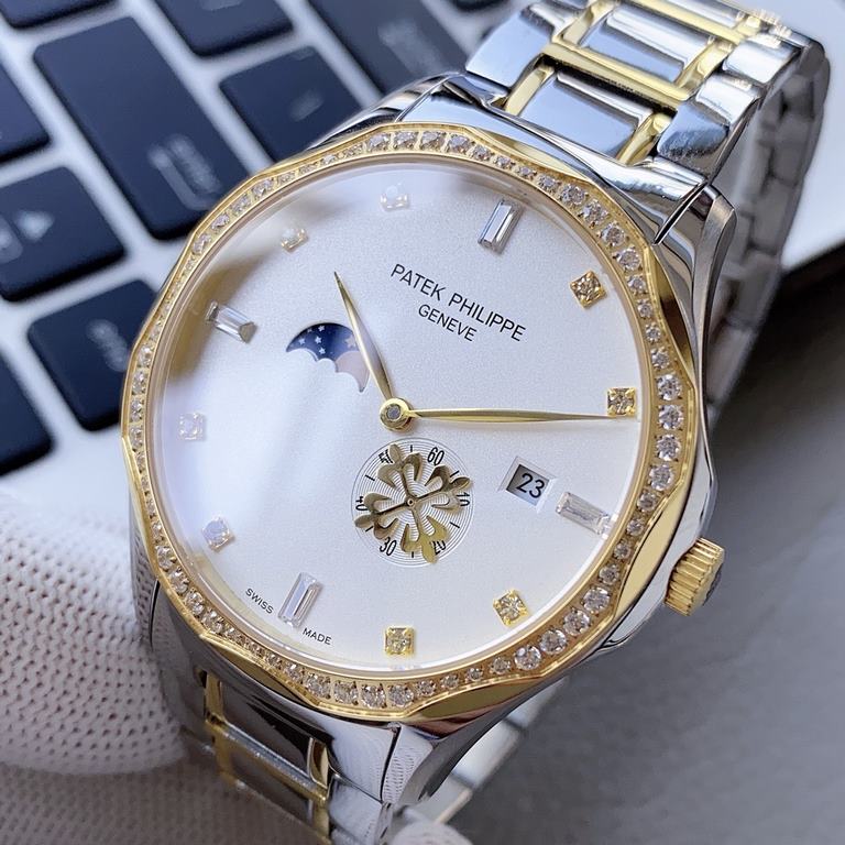 2020  Explosive Arrival  Patek Philippe Business Lunar [Moon] Phase [Sun] Series, the entire watch is made of 316L steel, diamond-set lettering Let you read the time more clearly! High-grade atmosphere! 316L steel to cre