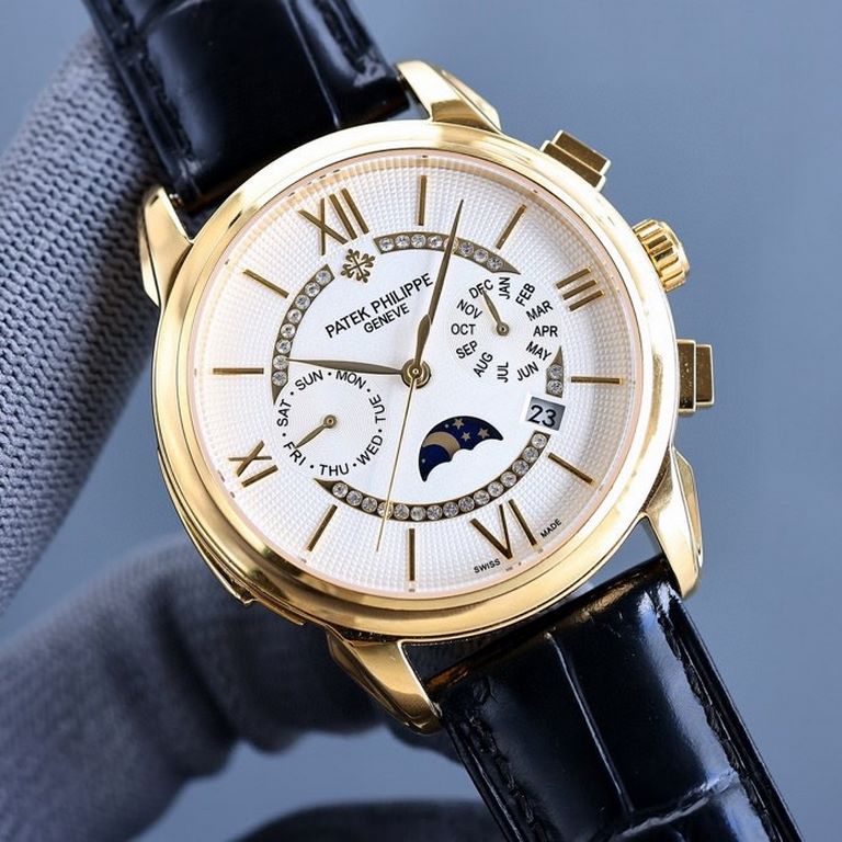 Gold   Patek Philippe Patek Philippe Complications Chronograph Series, Little Red Book   Multifunctional watch! Equipped with the original imported 9100 moon phase function movement mechanical watch   accurate timekeepin