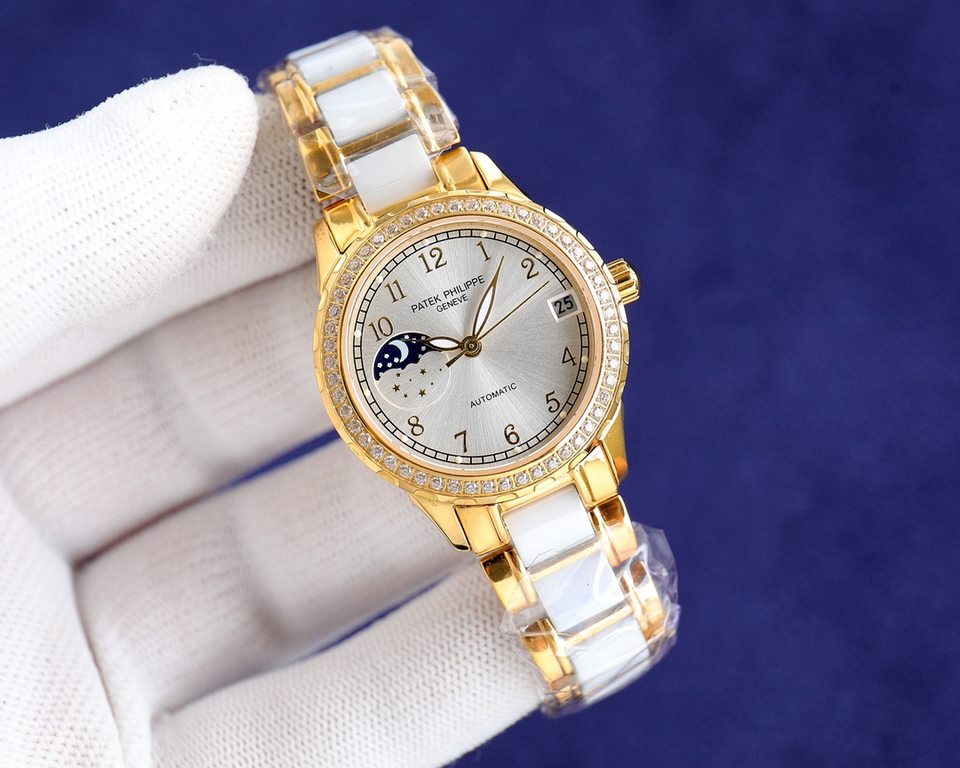 Super luminous   Unique  3   word position calendar   316L stainless steel case (thickness of 10mm), the shell is made of high-quality Swarovski crystal diamonds  , the mirror surface of the 9-level sapphire crystal scra