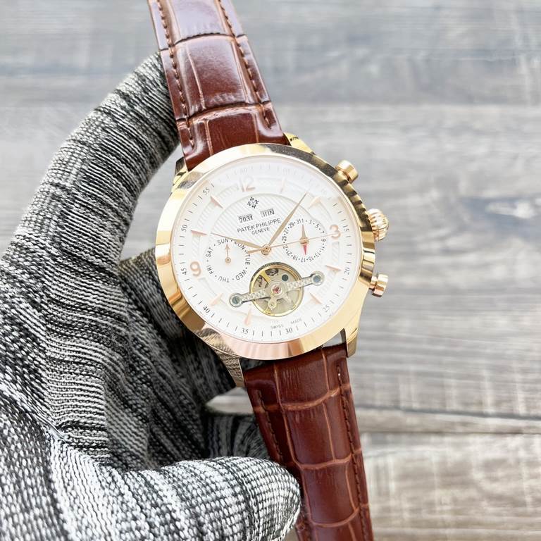 Complicated Timepieces Luxurious AtmosphereClassic New ArrivalsNew】 Patek Philippe Multifunctional Boutique Large flywheel designType】：Boutique men's watchesStrap] Genuine cowhide leather strap【Movement】：High-end automat