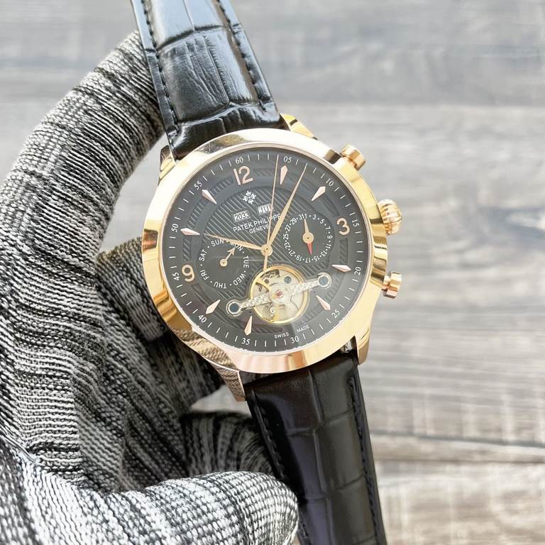 Complicated Timepieces Luxurious AtmosphereClassic New ArrivalsNew】 Patek Philippe Multifunctional Boutique Large flywheel designType】：Boutique men's watchesStrap] Genuine cowhide leather strap【Movement】：High-end automat