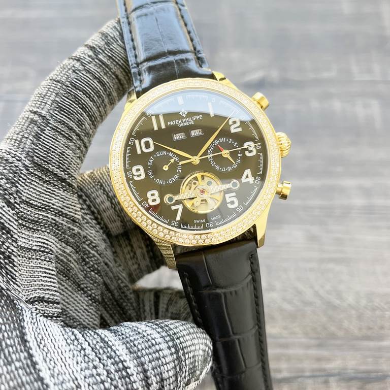 Complicated Timepieces Luxurious AtmosphereClassic New ArrivalsNew】 Patek Philippe Multifunctional Boutique Large flywheel designType】：Boutique men's watchesStrap] Genuine cowhide leather strap【Movement】：High-end automat