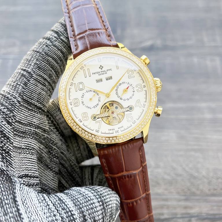 Complicated Timepieces Luxurious AtmosphereClassic New ArrivalsNew】 Patek Philippe Multifunctional Boutique Large flywheel designType】：Boutique men's watchesStrap] Genuine cowhide leather strap【Movement】：High-end automat