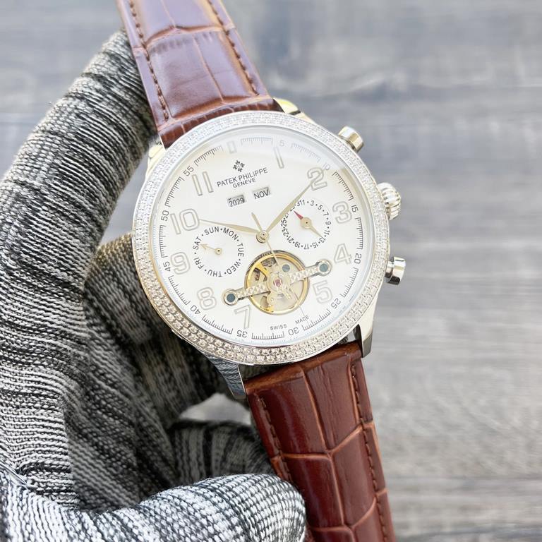 Complicated Timepieces Luxurious AtmosphereClassic New ArrivalsNew】 Patek Philippe Multifunctional Boutique Large flywheel designType】：Boutique men's watchesStrap] Genuine cowhide leather strap【Movement】：High-end automat