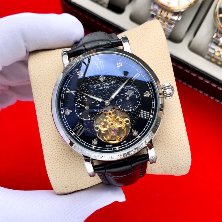 Brand Patek Philippe  PatekPhilppeStyle Prestige Gentleman's Hipster  MechanicalSize 44mm x 14mmMovement 3-hand skeletonized flywheel fully automatic mechanicalMirror mineral crystalMaterial 316 stainless steelClasp pin 