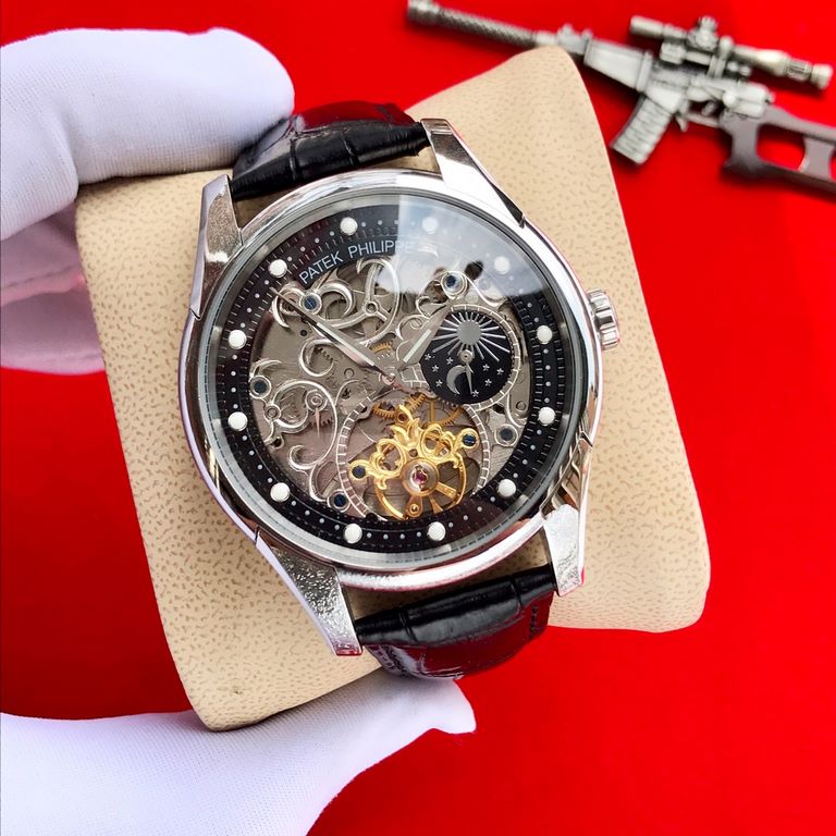 Brand Patek Philippe  PatekPhilppeStyle Prestige Gentleman's Hipster  MechanicalSize 44mm x 14mmMovement 3-hand skeletonized flywheel fully automatic mechanicalMirror mineral crystalMaterial 316 stainless steelClasp pin 