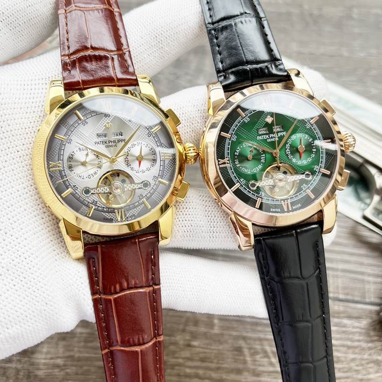 Complicated Timepieces Luxurious AtmosphereClassic New ArrivalsNew】 Patek Philippe Multifunctional Boutique Large flywheel designType】：Boutique men's watchesStrap] Genuine cowhide leather strap【Movement】：High-end automat