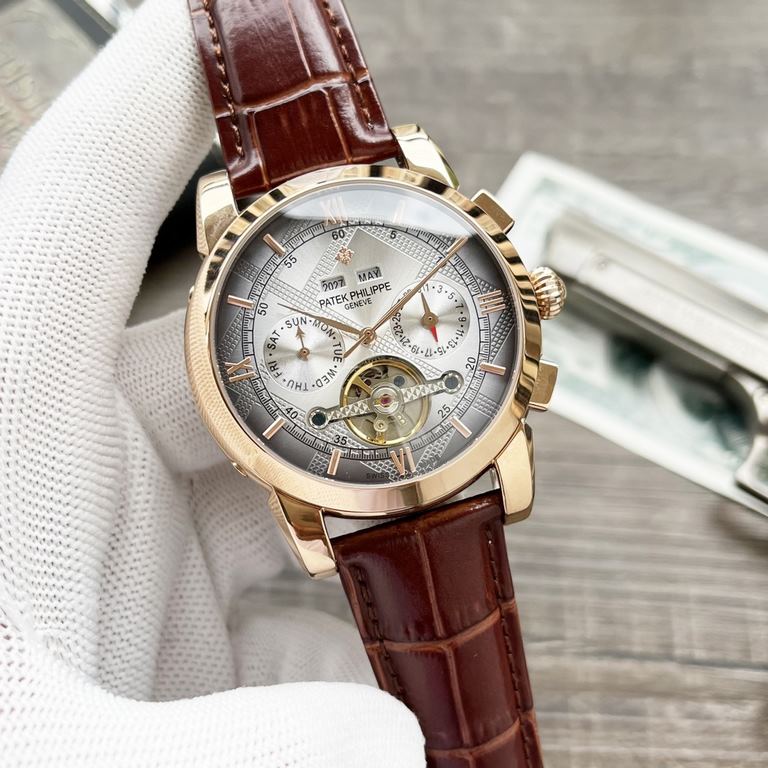 Complicated Timepieces Luxurious AtmosphereClassic New ArrivalsNew】 Patek Philippe Multifunctional Boutique Large flywheel designType】：Boutique men's watchesStrap] Genuine cowhide leather strap【Movement】：High-end automat