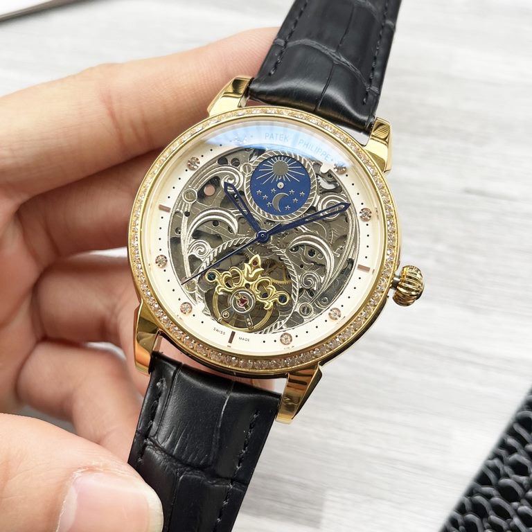 Complicated Timepieces Luxurious AtmosphereClassic New ArrivalsNew】：Patek Philippe Skeletonized designType】：Boutique men's watchesStrap] Genuine cowhide leather strap[Movement] High-end automatic mechanical movement[Mirr