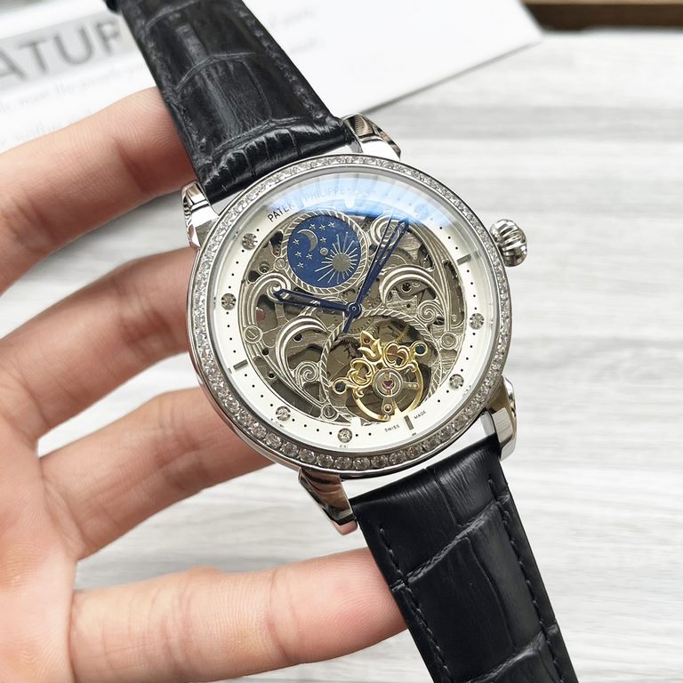 Complicated Timepieces Luxurious AtmosphereClassic New ArrivalsNew】：Patek Philippe Skeletonized designType】：Boutique men's watchesStrap] Genuine cowhide leather strap[Movement] High-end automatic mechanical movement[Mirr