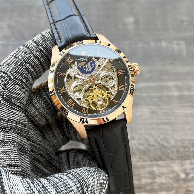 Complicated Timepieces Luxurious AtmosphereClassic New ArrivalsNew】： Patek Philippe Skeletonized designType】：Boutique men's watchesStrap] Genuine cowhide leather strap[Movement] High-end automatic mechanical movement[Mir