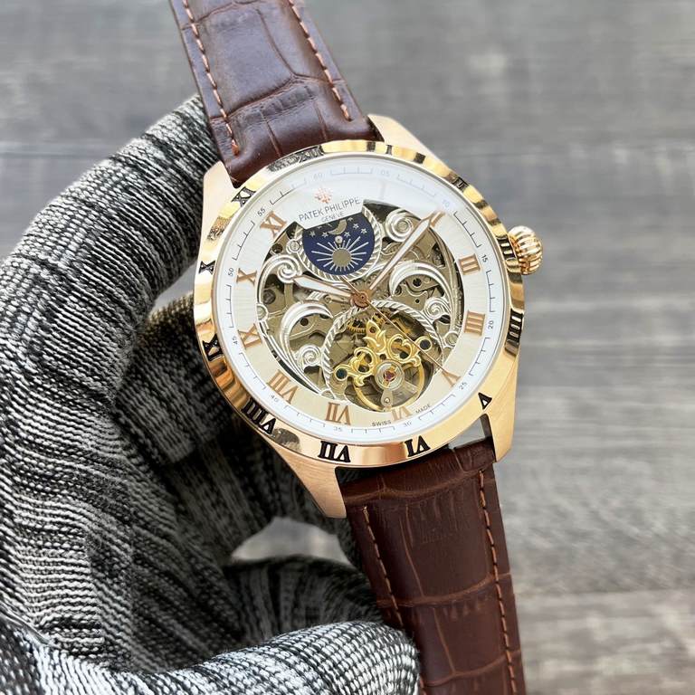 Complicated Timepieces Luxurious AtmosphereClassic New ArrivalsNew】： Patek Philippe Skeletonized designType】：Boutique men's watchesStrap] Genuine cowhide leather strap[Movement] High-end automatic mechanical movement[Mir