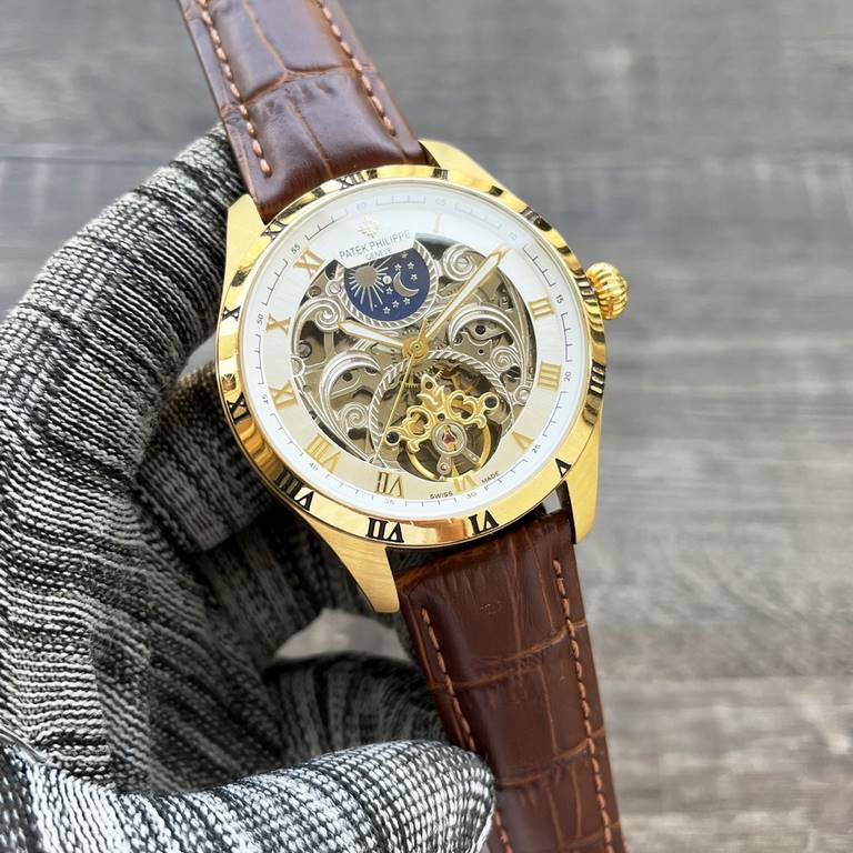 Complicated Timepieces Luxurious AtmosphereClassic New ArrivalsNew】： Patek Philippe Skeletonized designType】：Boutique men's watchesStrap] Genuine cowhide leather strap[Movement] High-end automatic mechanical movement[Mir