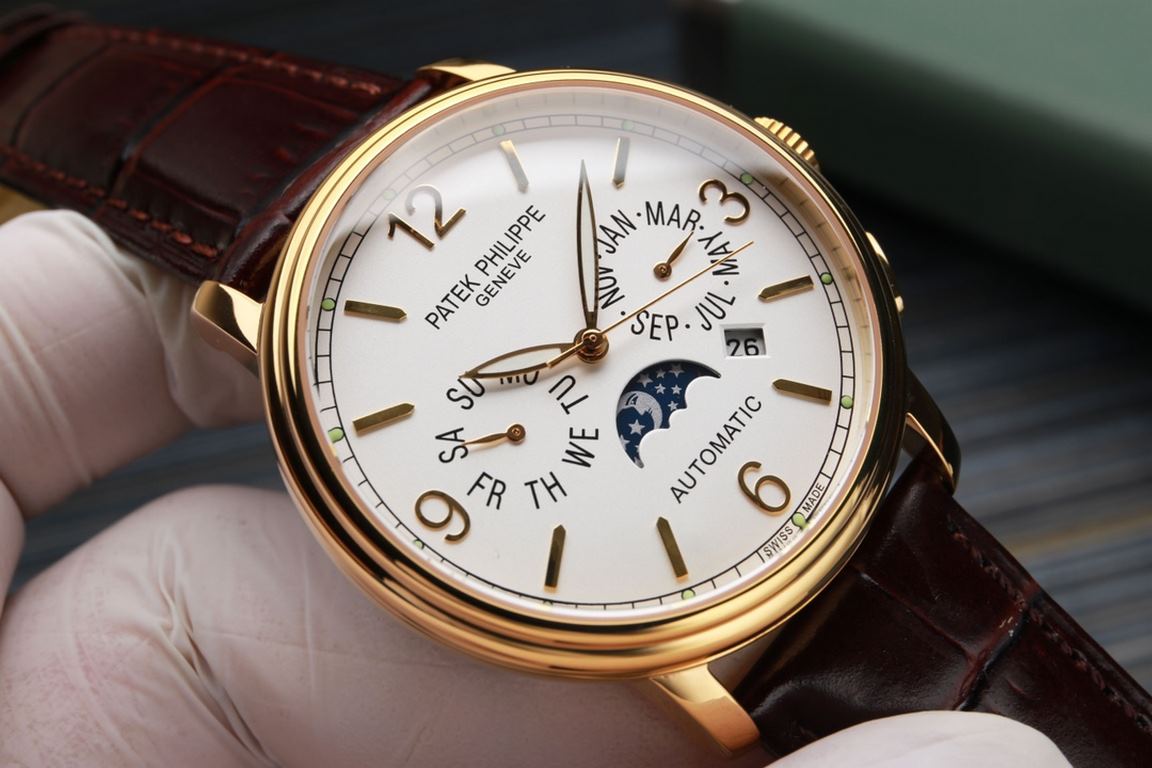 Patek Philippe newly launched moon phase multi-function mechanical watch, this watch is equipped with imported ultra-stable 9100 mechanical movement, a set of month, day, calendar, stars, luminous function in one, 42mm d