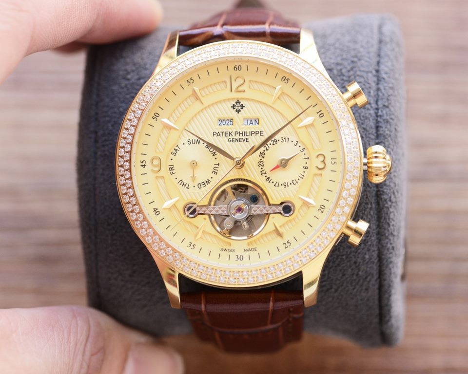 Men's favorite multi-function watch  Newest】：Patek Philippe  Best Design Exclusive First 【Type】：Boutique men's watches[Strap] Genuine cowhide leather strap[Movement] High-end automatic mechanical movement[Mirror] mineral