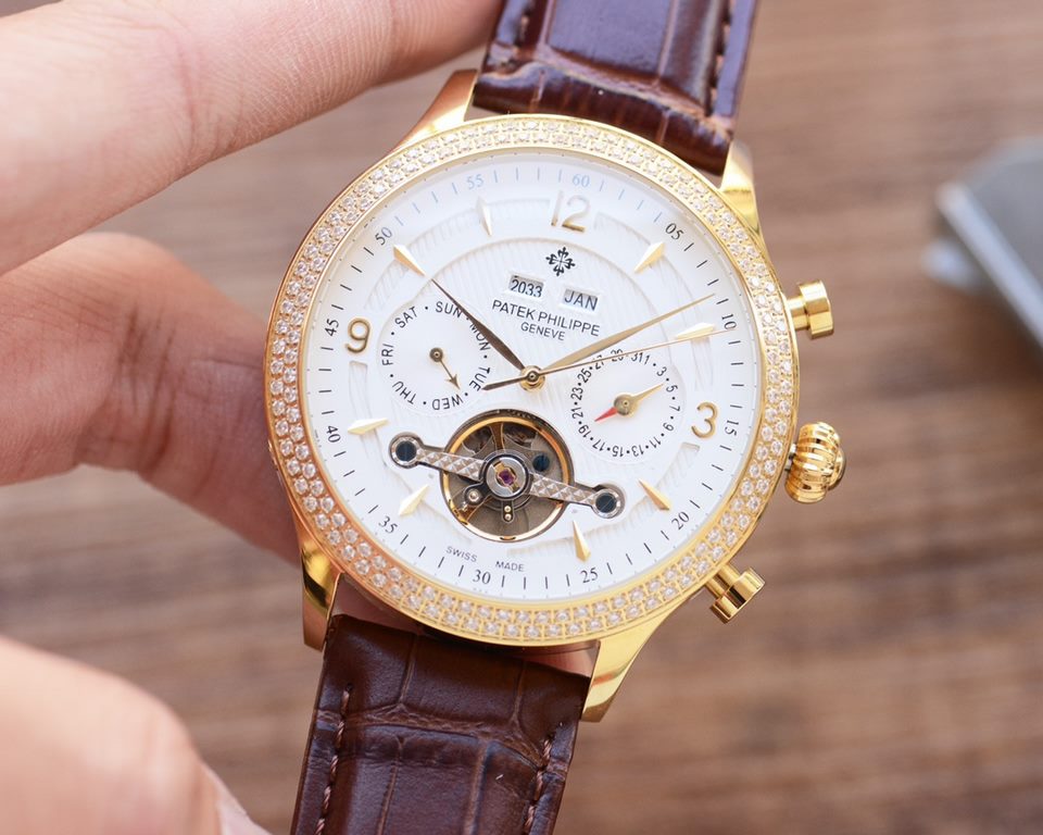 Men's favorite multi-function watch  Newest】：Patek Philippe  Best Design Exclusive First 【Type】：Boutique men's watches[Strap] Genuine cowhide leather strap[Movement] High-end automatic mechanical movement[Mirror] mineral