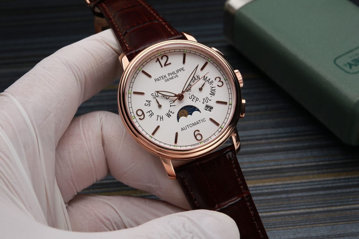 Patek Philippe newly launched moon phase multi-function mechanical watch, this watch is equipped with imported ultra-stable 9100 mechanical movement, a set of month, day, calendar, stars, luminous function in one, 42mm d