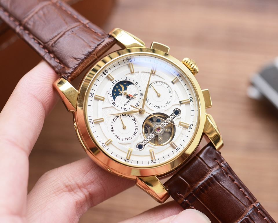 Men's favorite multi-function watch  Newest】：Patek Philippe  Best Design Exclusive First 【Type】：Boutique men's watches[Strap] Genuine cowhide leather strap[Movement] High-end automatic mechanical movement[Mirror] mineral