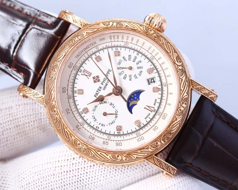 2022 New Patek Philippe (actual photo) Patek Philippe The aristocrat's work of art! With imported 9100 multifunctional movement (0 repairs) functions (24 hours, day of the week, star, month) imported 316 stainless steel!