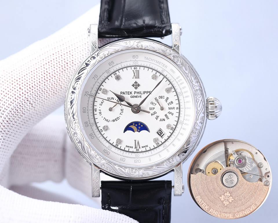 2022 New Patek Philippe (actual photo) Patek Philippe The aristocrat's work of art! With imported 9100 multifunctional movement (0 repairs) functions (24 hours, day of the week, star, month) imported 316 stainless steel!