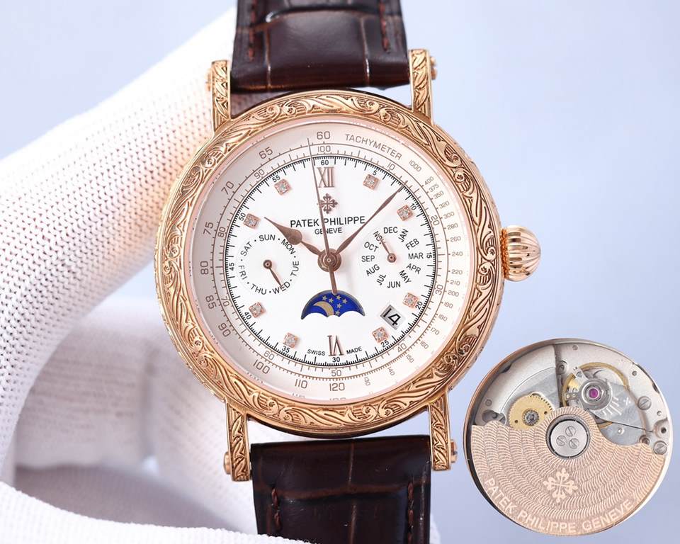 2022 New Patek Philippe (actual photo) Patek Philippe The aristocrat's work of art! With imported 9100 multifunctional movement (0 repairs) functions (24 hours, day of the week, star, month) imported 316 stainless steel!