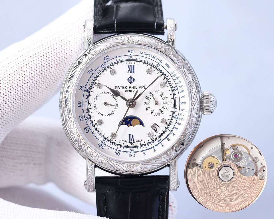 2022 New Patek Philippe (actual photo) Patek Philippe The aristocrat's work of art! With imported 9100 multifunctional movement (0 repairs) functions (24 hours, day of the week, star, month) imported 316 stainless steel!