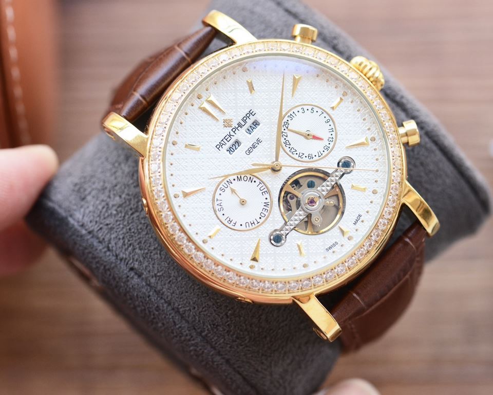 Men's favorite multi-function watch  Newest】：Patek Philippe  Best Design Exclusive First 【Type】：Boutique men's watches[Strap] Genuine cowhide leather strap[Movement] High-end automatic mechanical movement[Mirror] mineral