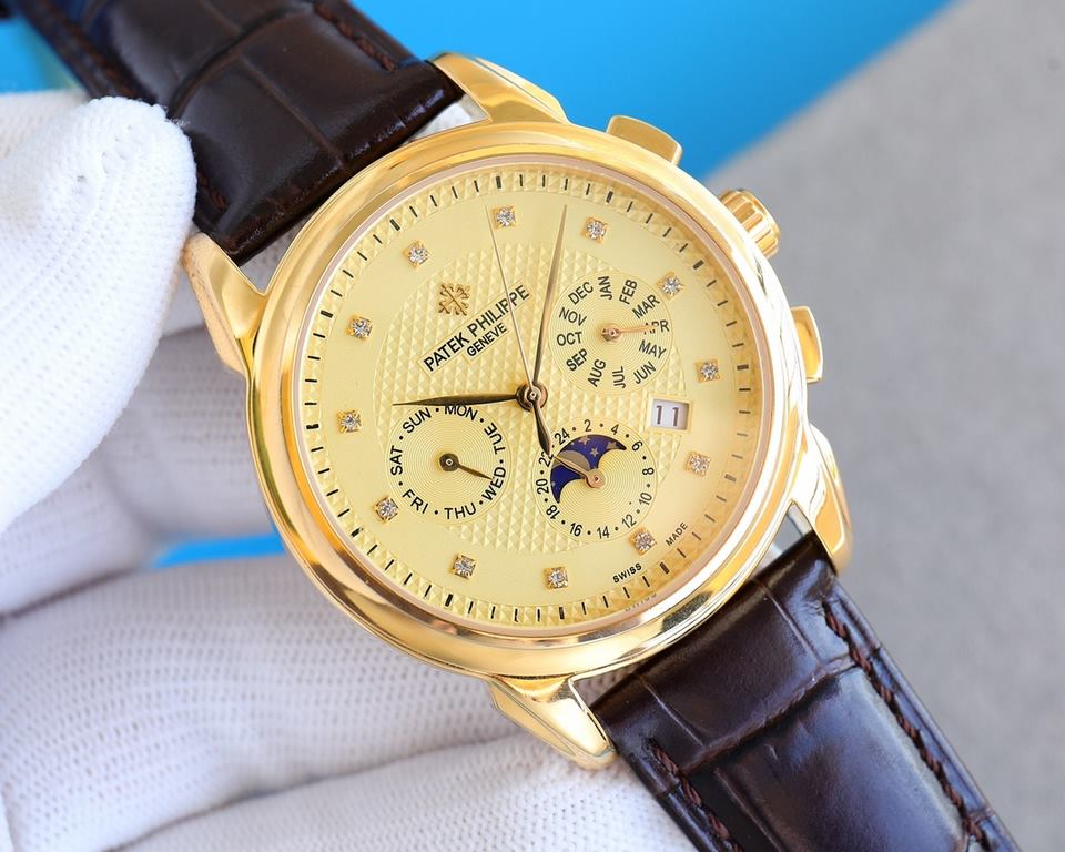 Patek Philippe (actual picture) Patek Philippe Aristocratic works of art! With imported 9100 multifunctional movement (0 repairs) functions (24 hours, day of the week, star, month) imported 316 stainless steel! Imported 