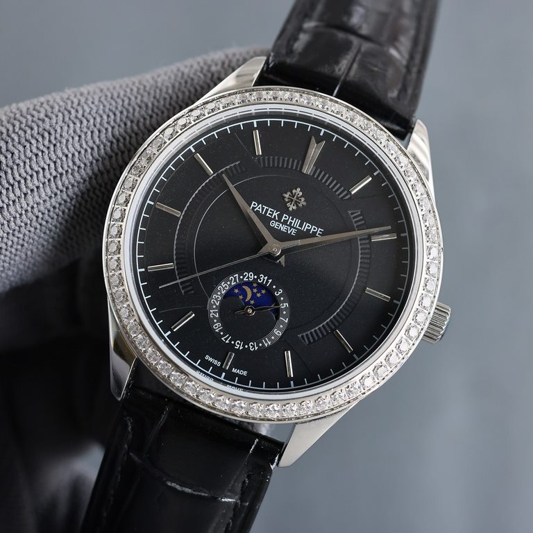 New first 2023 hot new Patek Philippe   upgraded version of the true moon phase function watch series, ushered in a new member. Word fashion high-end atmosphere, using a unique Swiss ETA2824-2 special movement (zero repa