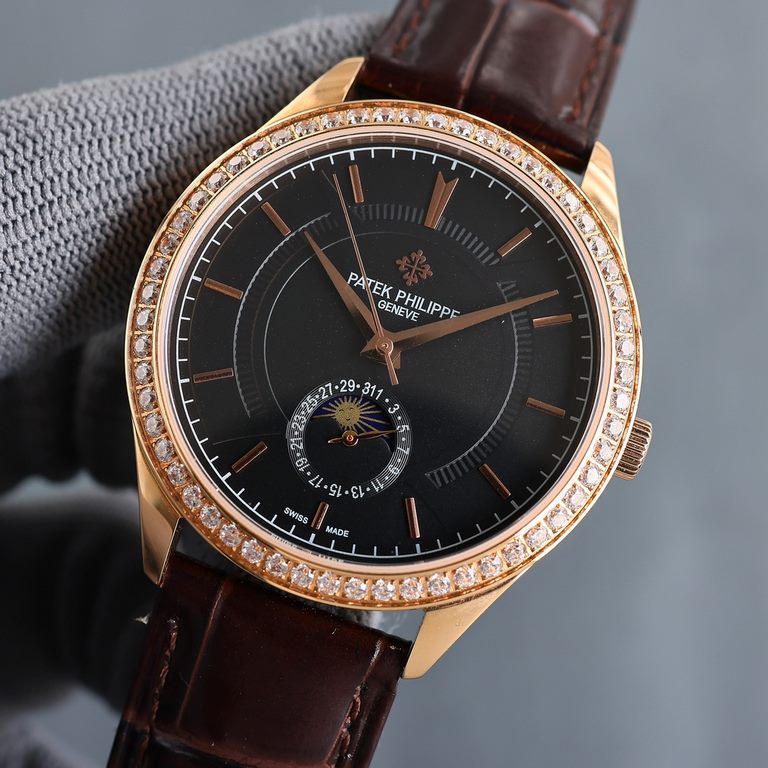 New first 2023 hot new Patek Philippe   upgraded version of the true moon phase function watch series, ushered in a new member. Word fashion high-end atmosphere, using a unique Swiss ETA2824-2 special movement (zero repa