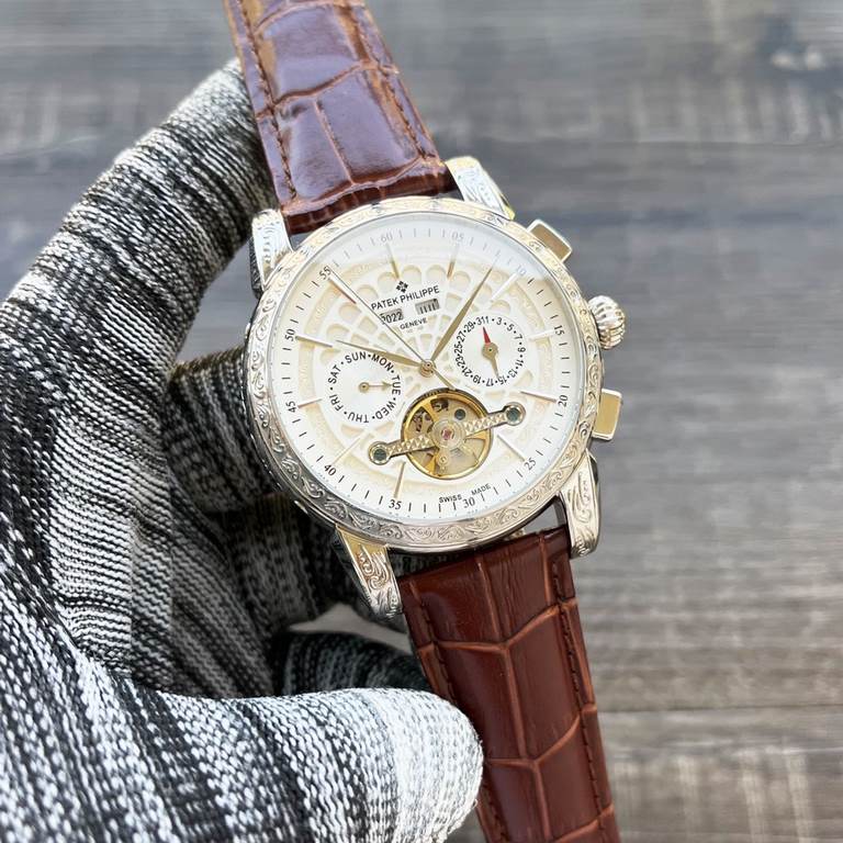 Complicated Timepieces Luxurious AtmosphereClassic new products shocked listing  New】：Patek Philippe Multifunctional Boutique Large flywheel designType】：Boutique men's watchesStrap] Genuine cowhide leather strap【Movement