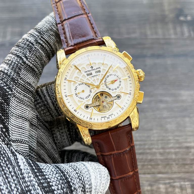 Complicated Timepieces Luxurious AtmosphereClassic new products shocked listing  New】：Patek Philippe Multifunctional Boutique Large flywheel designType】：Boutique men's watchesStrap] Genuine cowhide leather strap【Movement