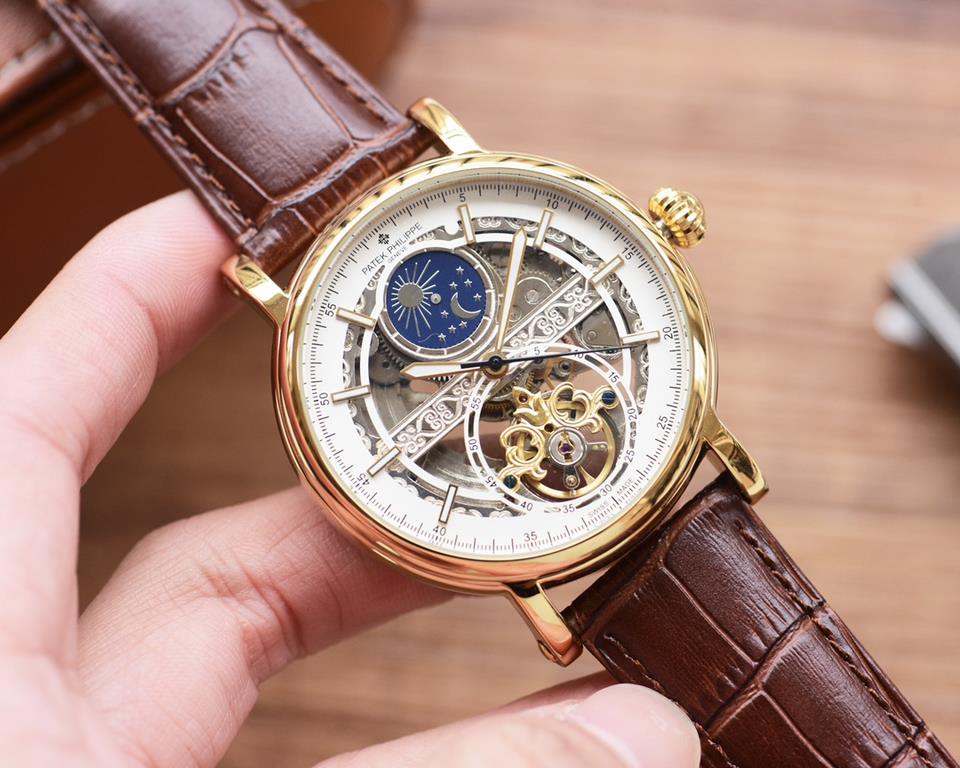 Men's favorite skeleton watch  Newest】：Patek Philippe  Best Design Exclusive First 【Type】：Boutique men's watches[Strap] Genuine cowhide leather strap【Movement】：High-end automatic mechanical movement[Mirror] mineral reinf