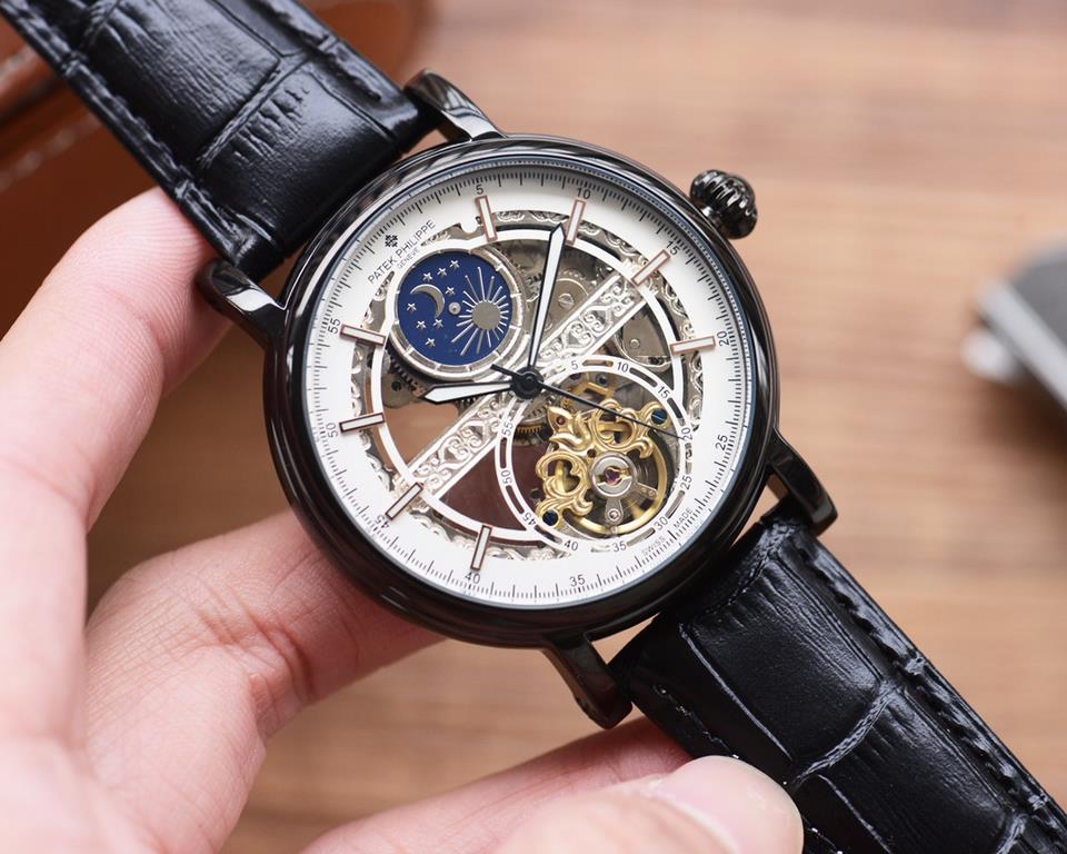 Men's favorite skeleton watch  Newest】：Patek Philippe  Best Design Exclusive First 【Type】：Boutique men's watches[Strap] Genuine cowhide leather strap【Movement】：High-end automatic mechanical movement[Mirror] mineral reinf