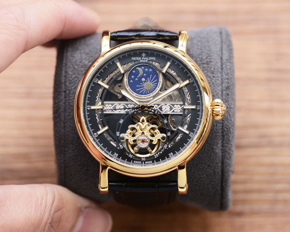 Men's favorite skeleton watch  Newest】：Patek Philippe  Best Design Exclusive First 【Type】：Boutique men's watches[Strap] Genuine cowhide leather strap【Movement】：High-end automatic mechanical movement[Mirror] mineral reinf