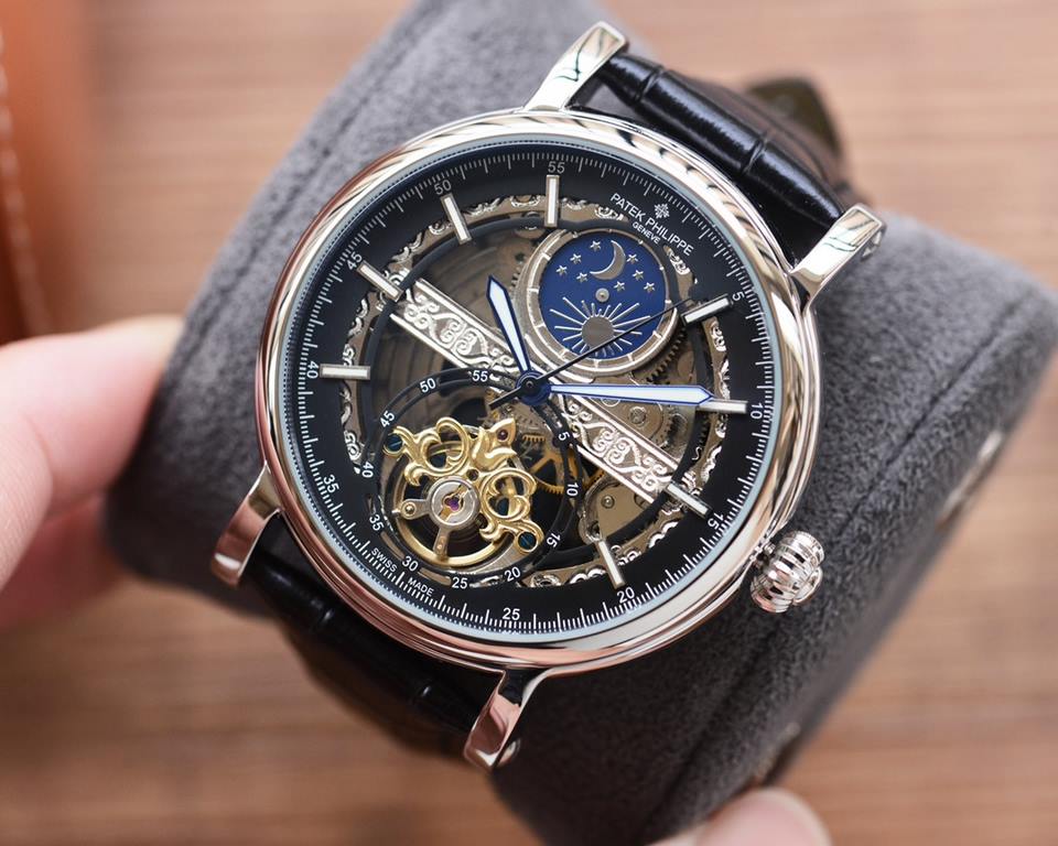 Men's favorite skeleton watch  Newest】：Patek Philippe  Best Design Exclusive First 【Type】：Boutique men's watches[Strap] Genuine cowhide leather strap【Movement】：High-end automatic mechanical movement[Mirror] mineral reinf