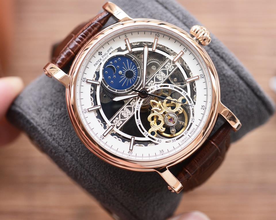 Men's favorite skeleton watch  Newest】：Patek Philippe  Best Design Exclusive First 【Type】：Boutique men's watches[Strap] Genuine cowhide leather strap【Movement】：High-end automatic mechanical movement[Mirror] mineral reinf