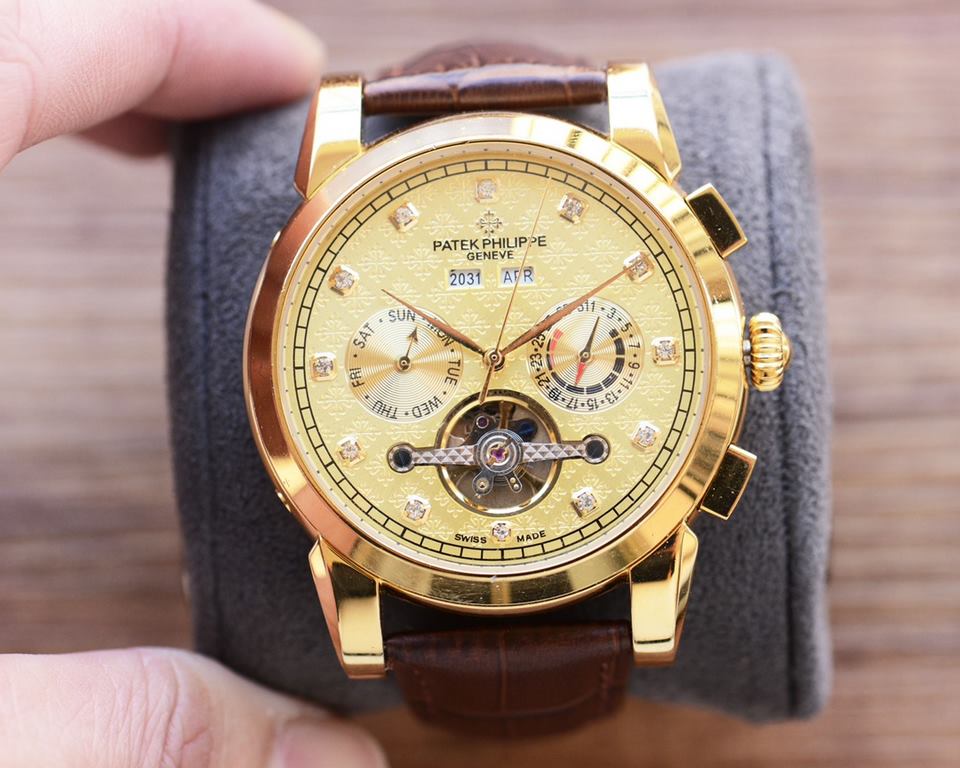 Men's favorite multi-function watch  Newest】：Patek Philippe  Best Design Exclusive First 【Type】：Boutique men's watches[Strap] Genuine cowhide leather strap[Movement] High-end automatic mechanical movement[Mirror] mineral