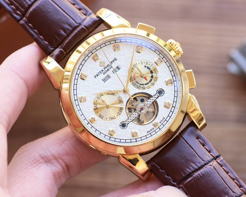 Men's favorite multi-function watch  Newest】：Patek Philippe  Best Design Exclusive First 【Type】：Boutique men's watches[Strap] Genuine cowhide leather strap[Movement] High-end automatic mechanical movement[Mirror] mineral